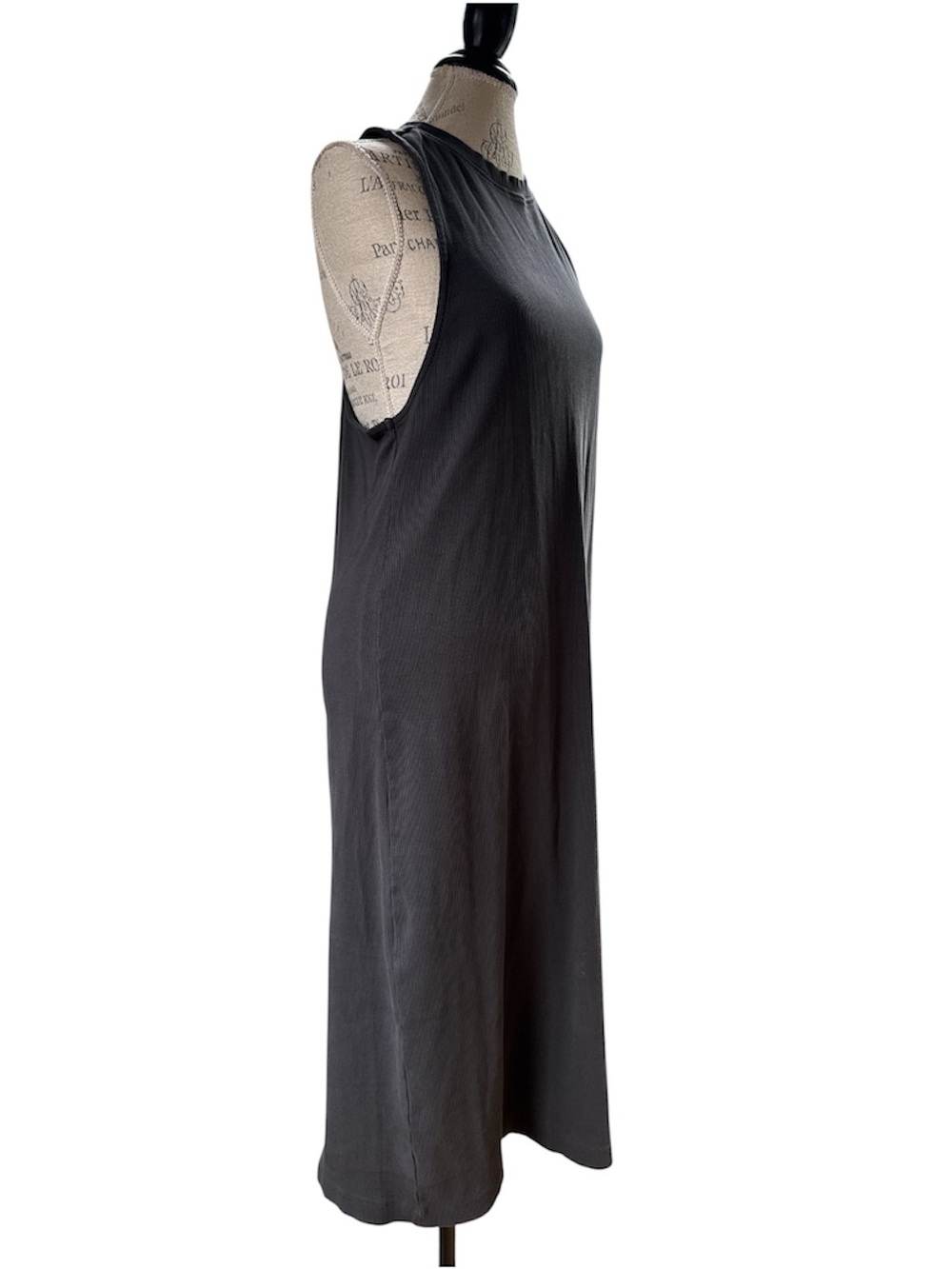 Sleeveless Midi Dress in Charcoal Gray - Minimalist Women's Dress